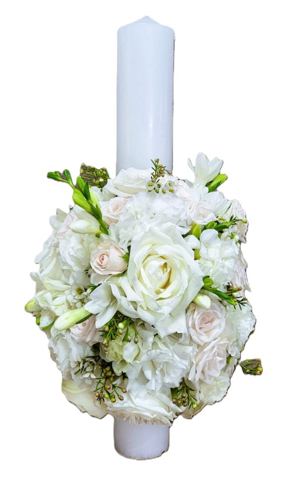 LUMANARE DE BOTEZ CRAIASA ZAPEZII CU TRANDAFIRI, FREZII SI HORTENSII