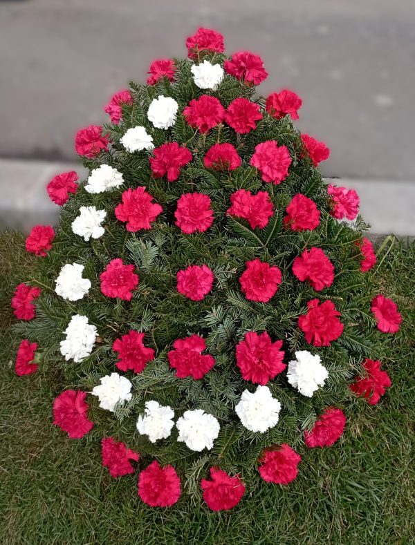 COROANA CLASICA MICA CU GAROAFE ROSII SI ALBE