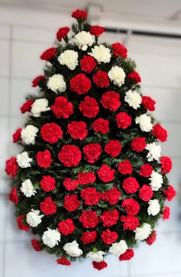 COROANA CLASICA CU GAROAFE ROSII SI ALBE