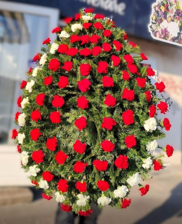 COROANA CLASICA MARE CU GAROAFE ROSII SI ALBE