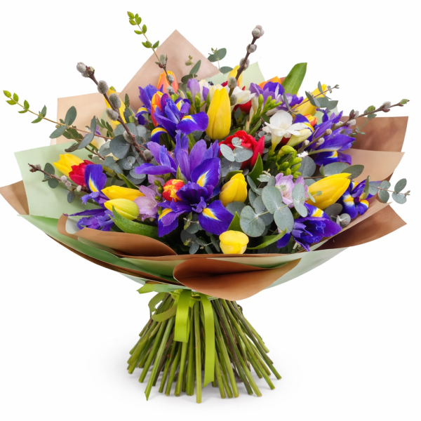 BUCHET SPECTACULOS DE PRIMĂVARĂ CU IRIȘI ȘI LALELE