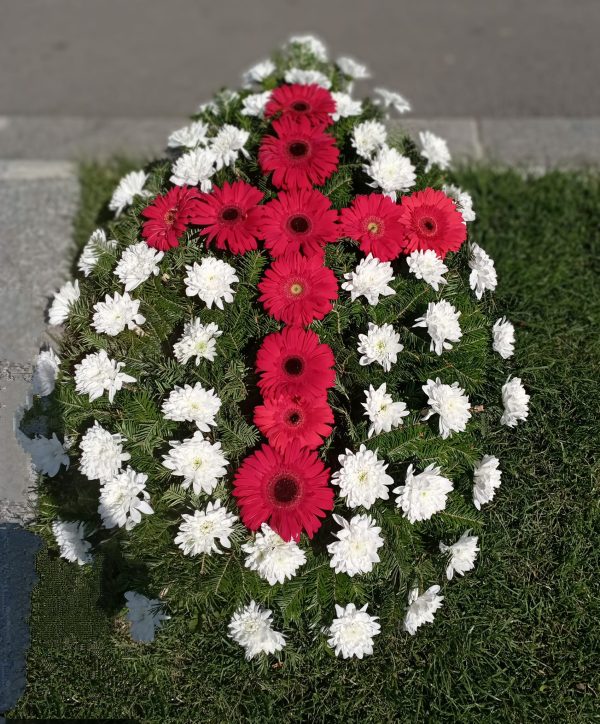 COROANA CRIZANTEME CU GERBERA