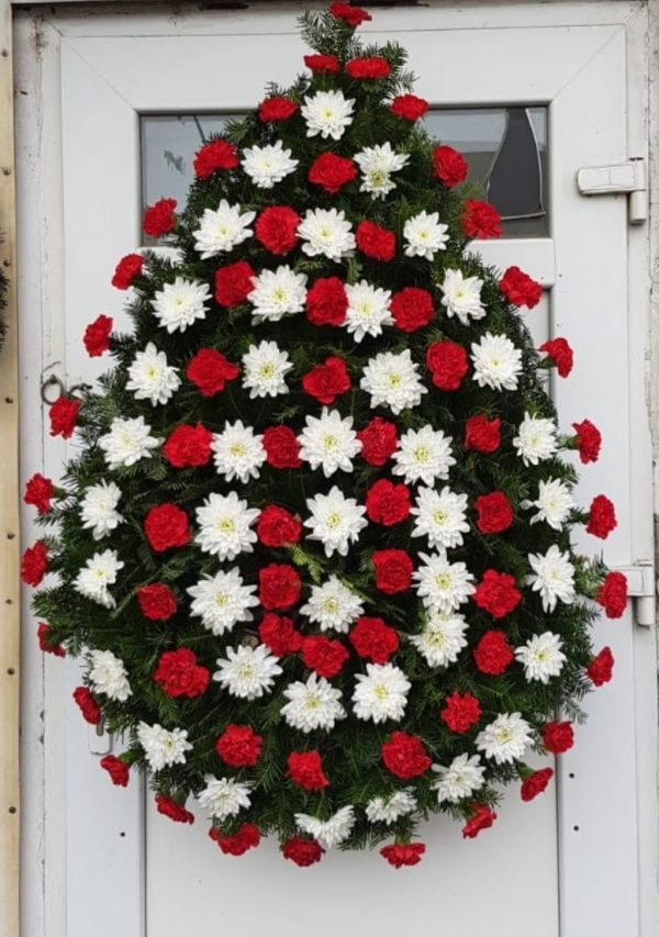 COROANA FUNERARA GAROAFE CU CRIZANTEWME